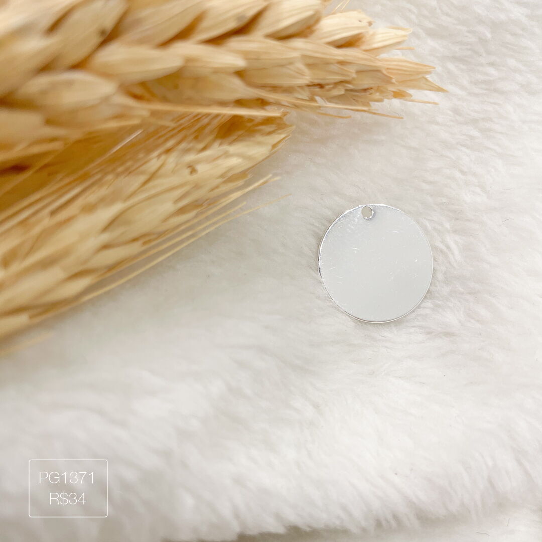 Pingente Redondo 16mm (M) Liso Prateado